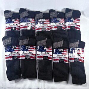 Elder Professional Uniform Black Socks Cotton Blend Made in USA 11 Pairs New